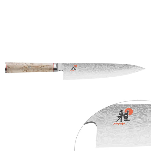 MIYABI | 5000 MCD Gyutoh Chef's Knife 200 mm – Masur Birch - Made in Japan - Flower-Damascus
