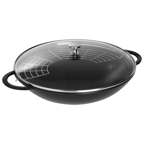 STAUB | SPECIALITIES - Wokkipannu lasikannella - Ø 370mm - valurauta - musta