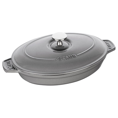 STAUB | Oval Cast Iron Casserole with Lid – 230 mm - Graphite Grey - Grill Compatible