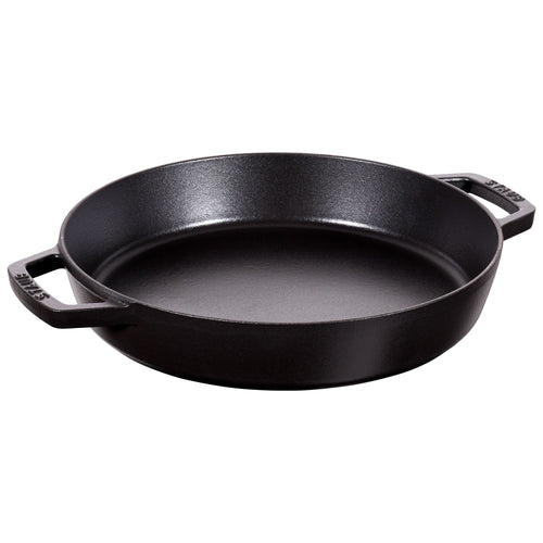 STAUB| Enameled Cast Iron Paella Pan with Side Handles – Ø 34 cm - Black, Smooth Interior, Oven/Table Ready