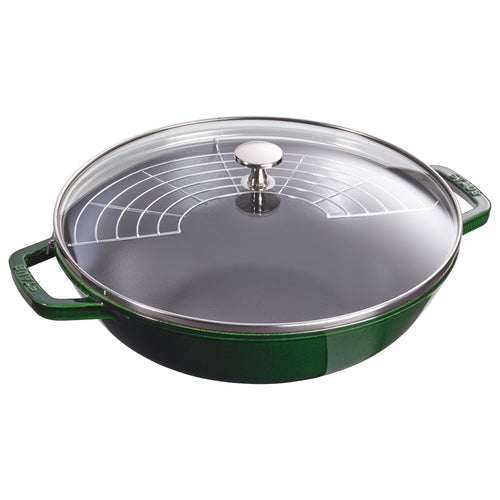 STAUB | SPECIALITIES - Wok lasikannella - Ø 300mm - valurauta - basilikanvihreä