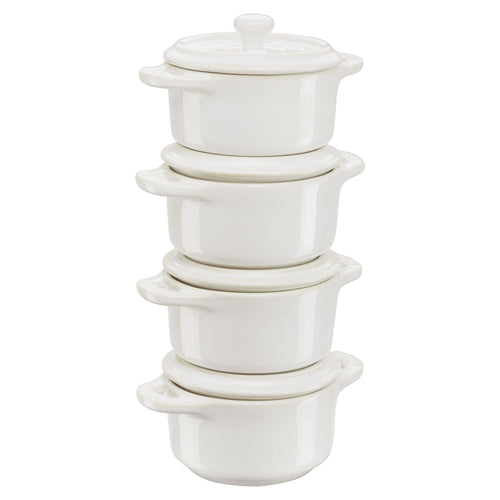 STAUB | CERAMIQUE - Cocotte-pata setti - 4-kpl - Ø 100mm - keraaminen - norsunluunvalkoinen