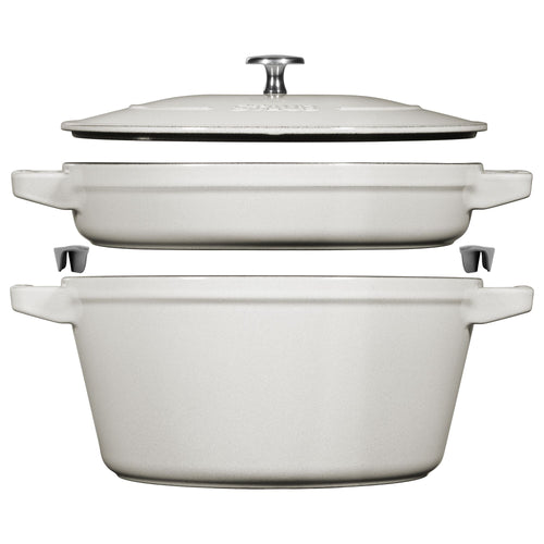 STAUB | STACKABLE SET - Kattilasarja - 2 kpl - Ø 240mm - valurauta - valkoinen tryffeli