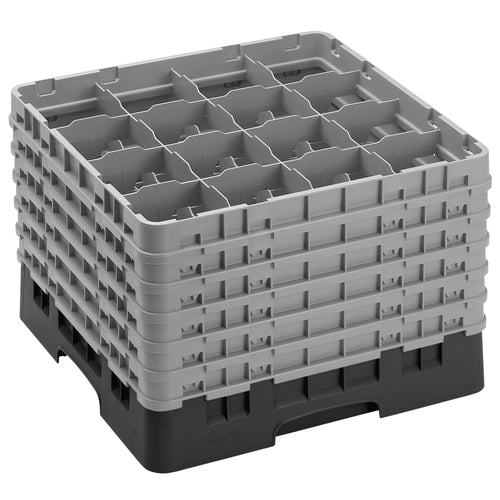 CAMBRO | CAMRACK® - Lasipesukori 1/1 - 16 lokeroa - 6 jatko-osalla - 500x500mm - Musta