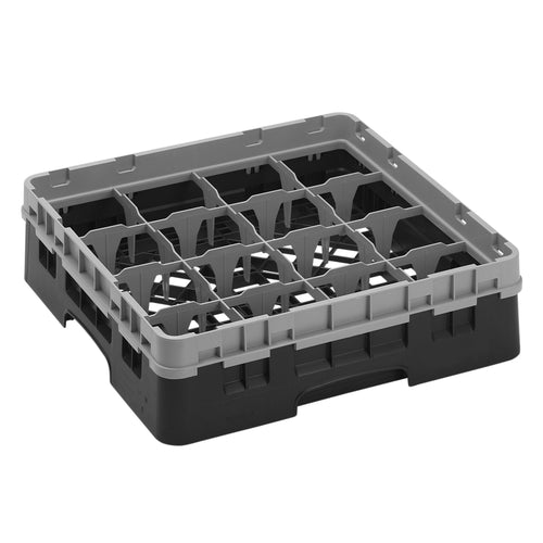 CAMBRO | CAMRACK® - Lasipesukori 1/1 - 16 lokeroa - 1 jatko-osalla - 500x500mm - Musta