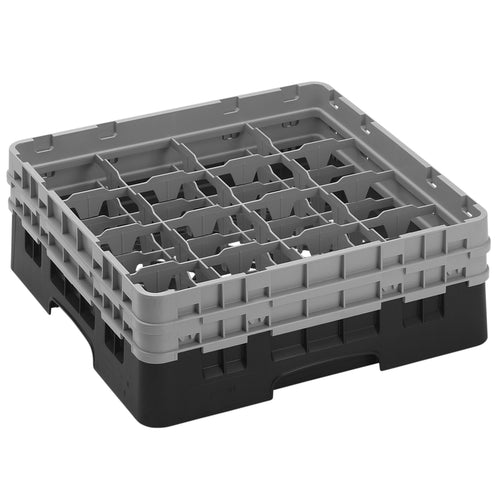 CAMBRO | CAMRACK® - Lasipesukori 1/1 - 16 lokeroa - 2 jatko-osalla - 500x500mm - Musta