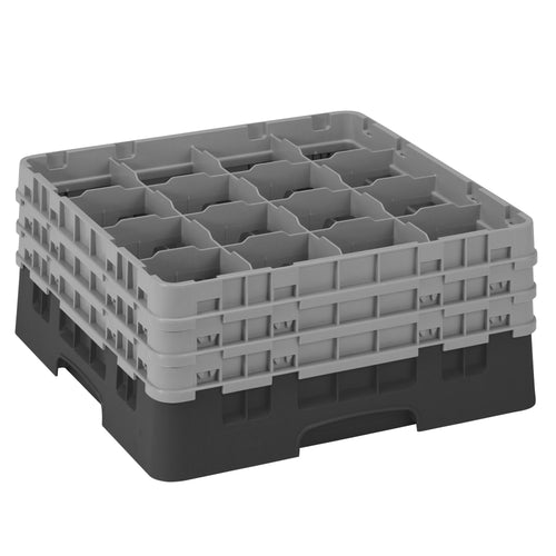 CAMBRO | CAMRACK® - Lasipesukori 1/1 - 16 lokeroa - 3 jatko-osalla - 500x500mm - Musta