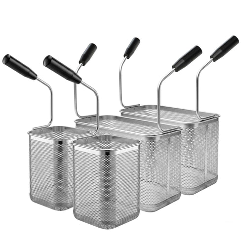 Pastakeittimen korit - GN 1/3 & GN 1/6; 290x160 mm; 145x145 mm; korkeus 200 mm - ruostumaton teräs; ergonominen muovikahva - yhteensopiva: GNB499E, GNB899E, ENB499P - sis. 2 x GN 1/3 -kori, 2 x GN 1/6 -kori