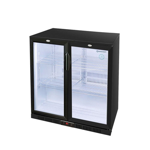 GASTRO-COOL | Baarijääkaappi - 900mm - 200 L - 2 lasiovella - musta