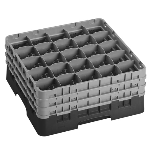 CAMBRO | CAMRACK® - Lasipesukori 1/1 - 25 lokeroa - 3 jatko-osalla - 500x500mm - Musta