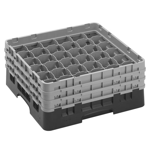 CAMBRO | CAMRACK® - Lasipesukori 1/1 - 36 lokeroa - 3 jatko-osalla - 500x500mm - Musta