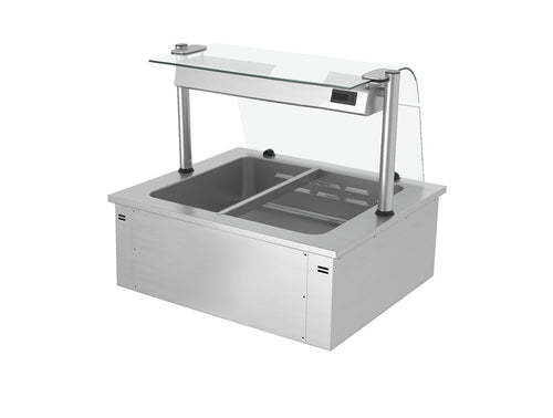 Sähkökäyttöinen vesihaude - 1,46 kW - 2x GN 1/1 - suojalasi