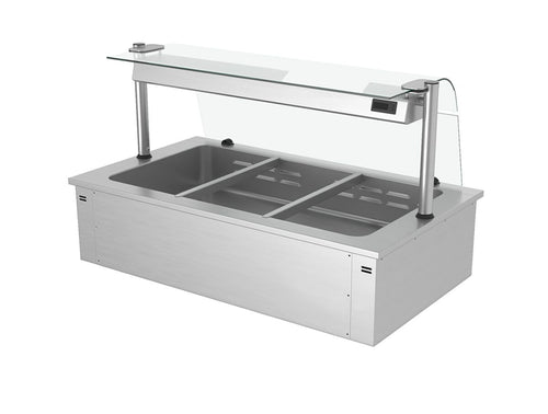 Sähkökäyttöinen vesihaude - 2,19 kW - 3x GN 1/1 - suojalasi