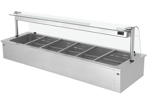 Upotettava vesihaude - 2110 mm - 4,38 kW - 6x GN 1/1 - suojalasi
