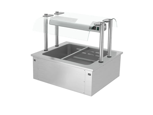 Upotettava vesihaude - 1,71 kW - 2x GN 1/1 - suojalasi