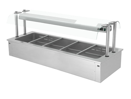 Upotettava vesihaude - 1785 mm - 4,1 kW - 5x GN 1/1 - suojalasi