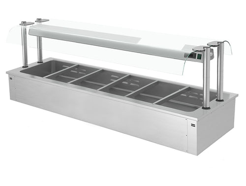 Upotettava vesihaude - 2110 mm - 4,83 kW - 6x GN 1/1 - suojalasi