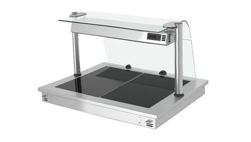 Upotettava lämpölevy - ruostumaton teräs - lasipinnalla - 810 mm - 2 x GN 1/1 - 0,9 kW - lasisuojus