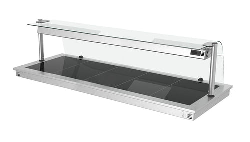 Upotettava Lämpölevy - ruostumaton teräs - lasipinnalla - 1785 mm - 5 x GN 1/1 - 2,25 kW - GN 1/1 - lasisuojus
