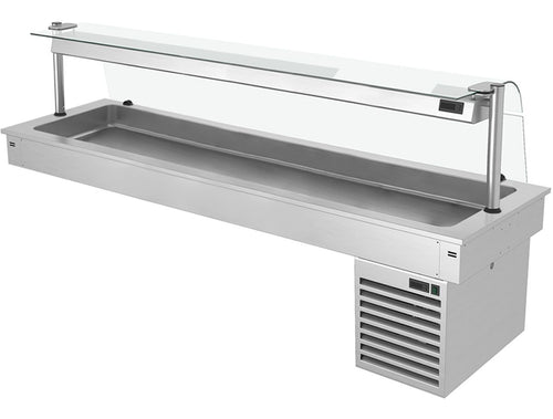 Upotettava kylmäallas - 2 110 mm - +2–+8 °C - 6 GN 1/1-astiaa - 410 W - lasikupu