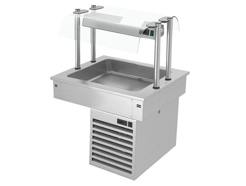Upotettava kylmäallas - 800 mm - +2–+8 °C - 2 GN 1/1-astiaa - 190 W - lasisuoja