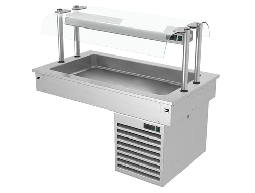 Upotettava kylmäallas - 1000 mm - +2–+8 °C - 3 GN 1/1-astiaa - 190 W - lasisuoja