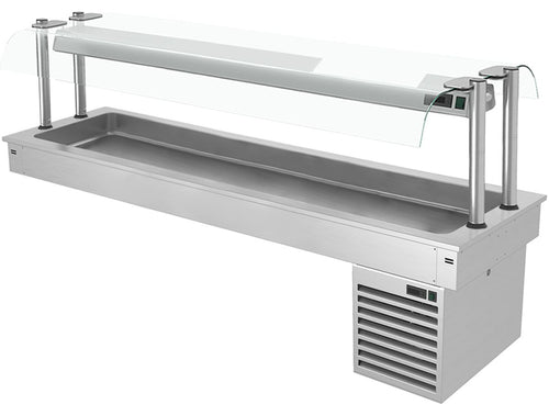 Upotettava kylmäallas - 2 100 mm - +2–+8 °C - 6 GN 1/1-astiaa - 410 W - lasisuoja