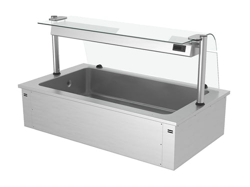 Upotettava jäätelöallas - 1460 mm - 4 GN 1/1-astiaa - 160 l - lasisuojus