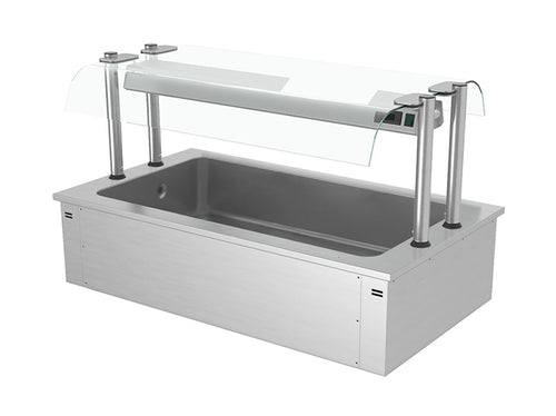 Upotettava jäätelöallas - 1460 mm - 4 GN 1/1-astiaa - 160 l - lasisuojus