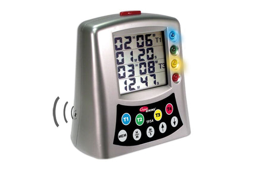Digital Timer – 4-channel programmable - 4 alarm tones - large LED display - food-safe - CE marked
