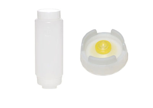(12 pcs) Squeeze Sauce Bottle - with Medium-Flow Valve Cap (non-drip) - 355ml - with Screw Top Cap - White Cap