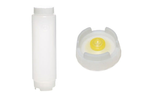(12 pcs) Squeeze Sauce Bottle - with Medium-Flow Valve Cap (non-drip) - with Screw Top Cap - 473ml - White Cap