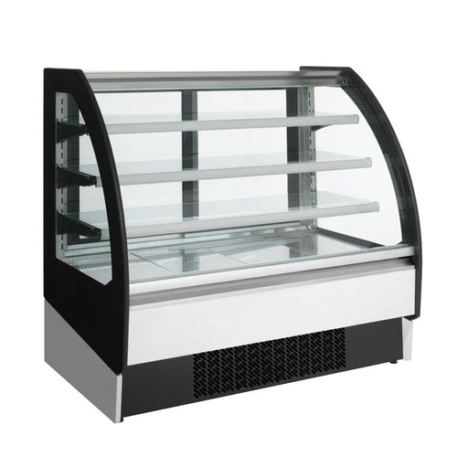 Kylmähylly - 1250 mm - 365 l - +4 – +8 °C - mukana 2 kaksinkertaiset lasiliukuovet & 3 hyllyä - liukuovet takana - sis. yöverho - musta/valkoinen