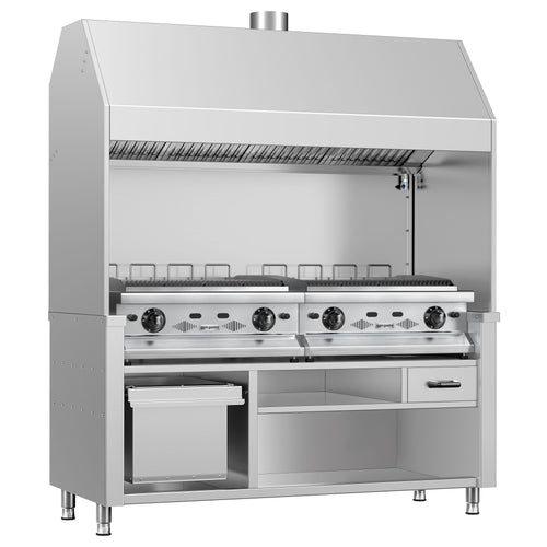 Kaasugrilli BERLIN - 1760 mm - 28 kW - American BBQ -tyyli - Valurautaritilä