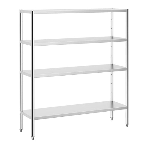 Ruostumaton teräshylly PREMIUM - 1600x500 mm - Syvyys: 500 mm - 4 hyllytasoa (SÄÄDETTÄVÄ) - Kantavuus/taso: 80 kg
