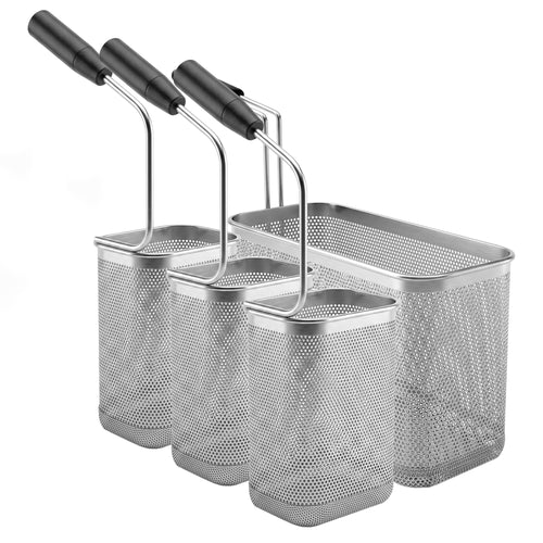 Nudelkorit - GN 1/2 & GN 1/6; 330x140 mm; 145x105 mm; korkeus 200 mm - ruostumaton teräs; ergonominen muovikahva - yhteensopiva: ENB479P, GNB479E & GNB879E - sis. 3 x Nudelkorb 1/6, 1 x Nudelkorb 1/2