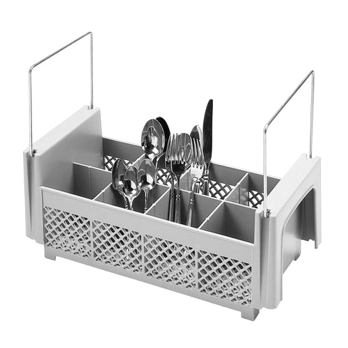 CAMBRO | CAMRACK® - Ruokailuvälinekorin pesukori 1/2 - 8 lokeroa - 500x500mm - Harmaa
