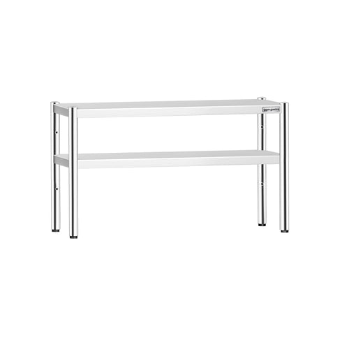 Pöytähylly - ruostumattomasta teräksestä - 2 tasoa - 1400x370 mm - korkeussäädettävä