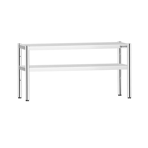 Pöytähylly - ruostumattomasta teräksestä - 2 tasoa - 1600x370 mm - korkeussäädettävä