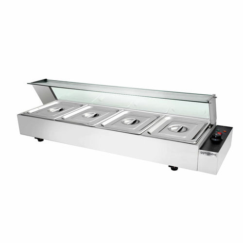 Sähkökäyttöinen vesihaude - 1,5 kW - 4x GN 1/2 - suojalasi