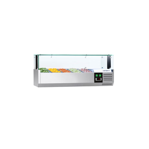 GN-kylmävitriini PREMIUM - LED-valaistuksella - 1200x335 mm - 5 GN 1/4-astiaa - lasisuojalla
