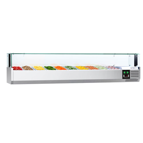 Countertop Prep Well / Refrigerated Topping Unit PREMIUM - with LED Lighting - 2000x335mm - 10x GN 1/4