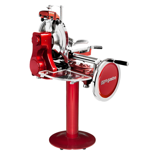 Flywheel Meat Slicer - Blade 300mm - Red - with Pedestal Stand