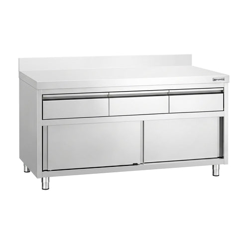 RST-työkaappi PREMIUM – 1600 x 600 mm – reunus – 3 laatikkoa ja liukuovi