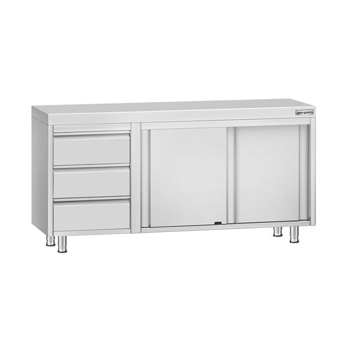RST-työkaappi ECO - 1600x700 mm - 3 vetolaatikkoa vasemmalla, liukuovet