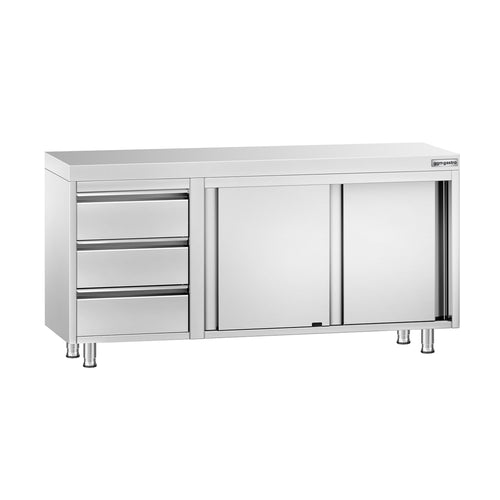 RST-työkaappi PREMIUM - 1600x700 mm - 3 vetolaatikkoa vasemmalla, 2 liukuovea