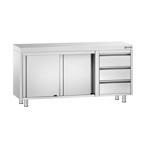 RST-työkaappi PREMIUM - 1600x700 mm - 3 vetolaatikkoa oikealla, liukuovet