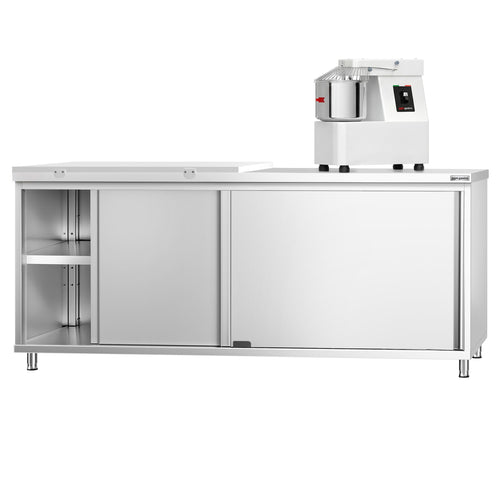 Stainless Steel Floor Cupboard PREMIUM - 2000x600mm - with Sliding Doors - incl. 1/2 Chopping Board White