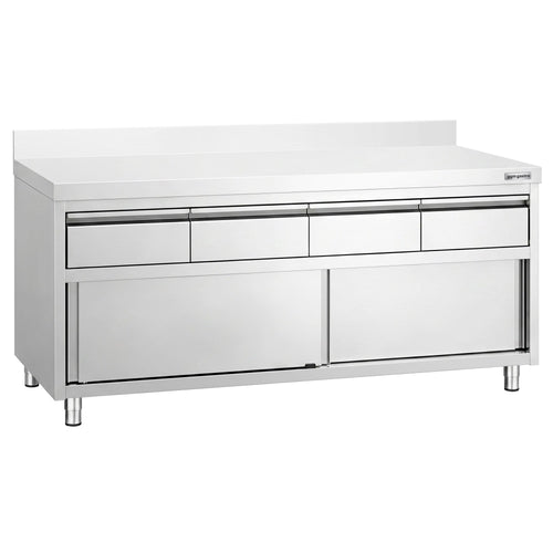 RST-työkaappi PREMIUM – 2000 x 600 mm – reunus – 4 laatikkoa ja liukuovi