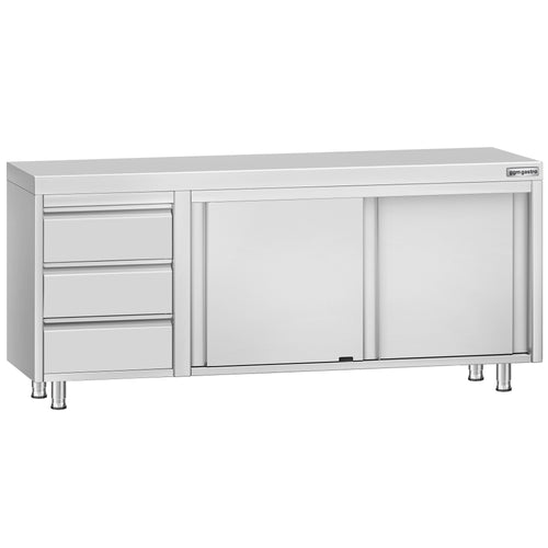 RST-työkaappi ECO - 2000x600 mm - 3 vetolaatikkoa vasemmalla, 2 liukuovea